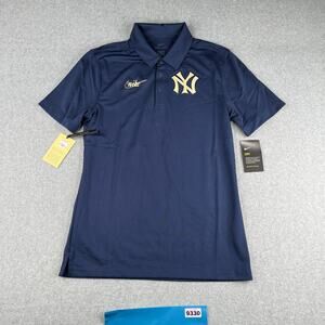 New York Yankees Coopers Town Polo Shirt Small Navy Blue Logo Mens New NWT